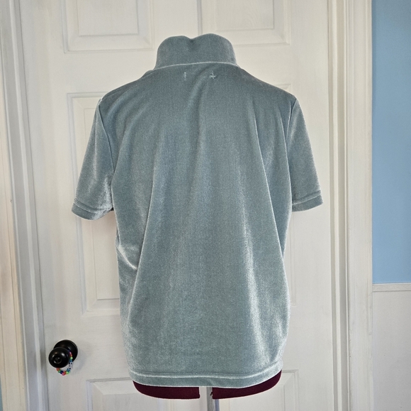 Madewell Small Seafoam Green Velvet Turtleneck Short Sleeve Top - Picture 4 of 12